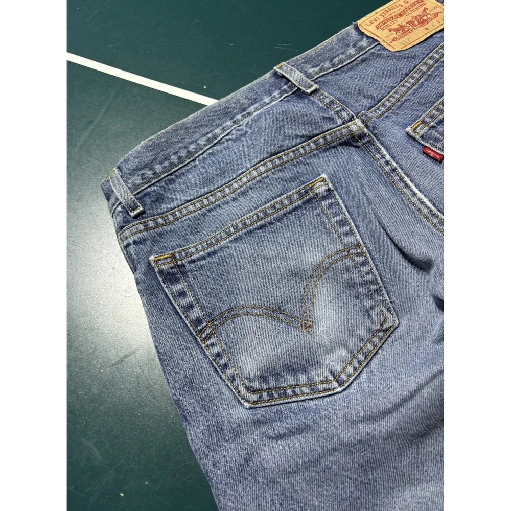 Vintage Levis 517 Bootcut Jeans 34x32 Blue Faded Distressed Denim Western Y2K
